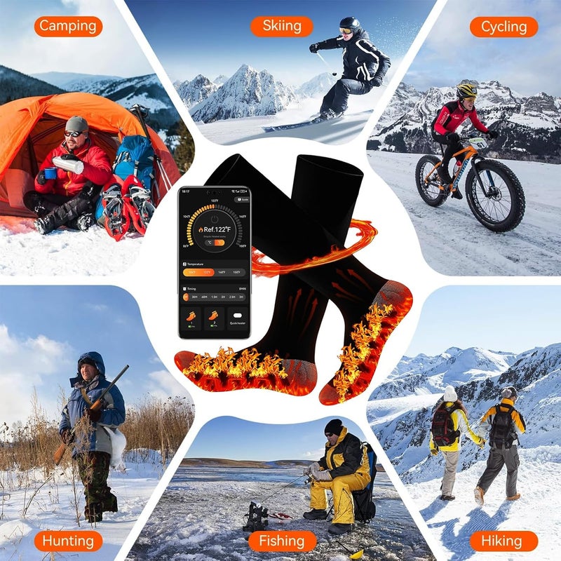 ANSOZLEE Heated Socks, Heated Socks for Women Men with App Control 2 * 8500mAh Rechargeable Electric Heated Socks Washable Warm Socks for Outdoors Work Skiing Hunting Riding Cycling Hiking Camping Xmas Gifts - Image 3